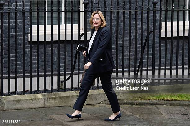 Home Secretary Amber Rudd arrives for the weekly Cabinet meeting at Downing Street on January 31, 2017 in London, England. The Government is set to...