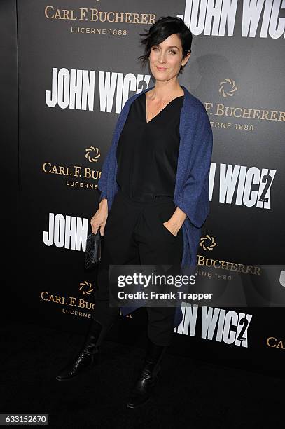 Actress Carrie-Anne Moss attends the premiere of Summit Entertainment's 'John Wick: Chapter Two' at ArcLight Hollywood on January 30, 2017 in...