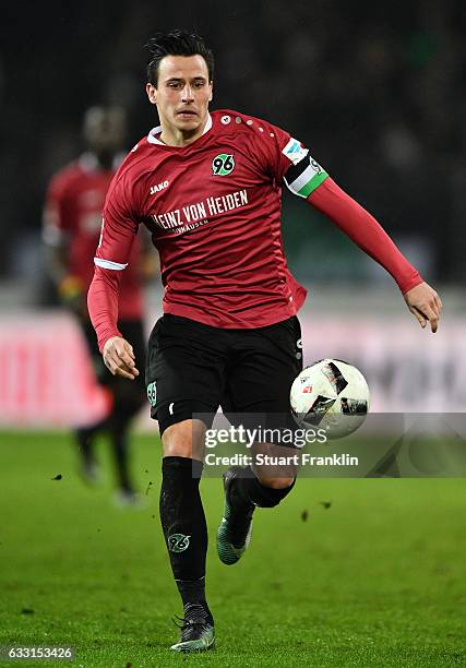 Edgar Prib of Hannover iin action during the Second Bundesliga match between Hannover 96 and 1. FC Kaiserslautern at HDI-Arena on January 30, 2017 in...