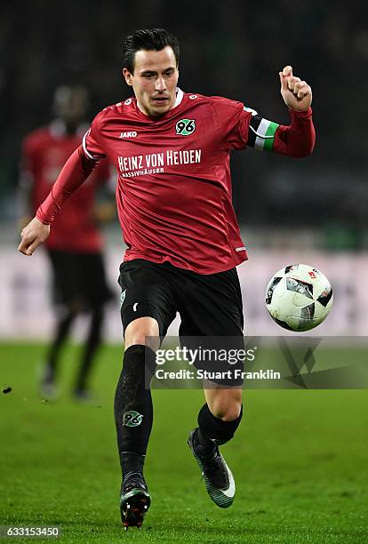 Edgar Prib of Hannover iin action during the Second Bundesliga match between Hannover 96 and 1. FC Kaiserslautern at HDI-Arena on January 30, 2017 in...