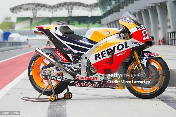 The bike of Marc Marquez of Spain and Repsol Honda Team during the MotoGP Tests In Sepang at Sepang Circuit on January 31, 2017 in Kuala Lumpur,...