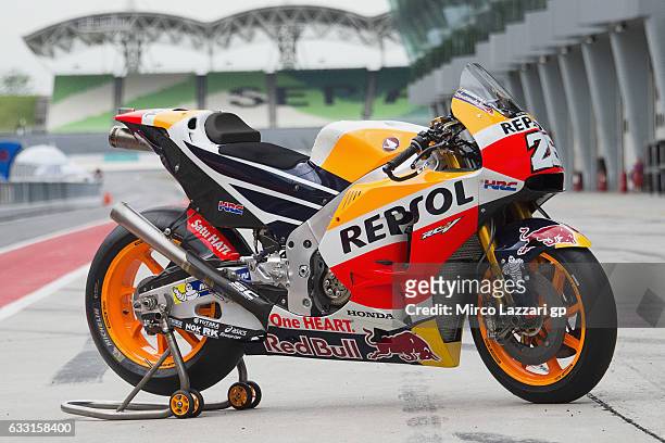The bike of Dani Pedrosa of Spain and Repsol Honda Team during the MotoGP Tests In Sepang at Sepang Circuit on January 31, 2017 in Kuala Lumpur,...