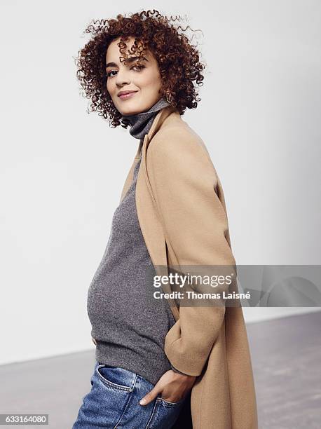 Writer Leila Slimani is photographed for ELLE Magazine on December 6, 2016 in Paris, France.