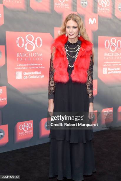 Charisse Verhaert poses for a photocall after the Lola Casademunt show during the Barcelona 080 Fashion Week Autumn/Winter 2017 at Teatre Nacional de...