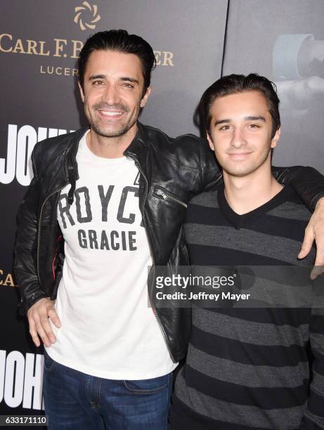 Actor Gilles Marini and son Georges Marini attend the premiere of Summit Entertainment's 'John Wick: Chapter Two' at ArcLight Cinemas on January 30,...