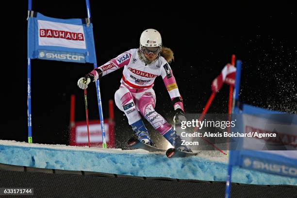 Resi Stiegler of USA competes during the Audi FIS Alpine Ski World Cup Men's and Women's Parallel Slalom City Event on January 31, 2017 in Stockholm,...