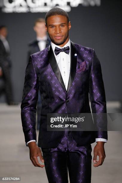 Model walks the runway at the Nick Graham NYFW Men's F/W '17 show on January 31, 2017 in New York City.