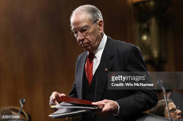 Committe Chairman Sen. Chuck Grassley arrives for the Senate Judiciary Committee's 'markup' on the nomination of Sen. Jeff Sessions to be the next...
