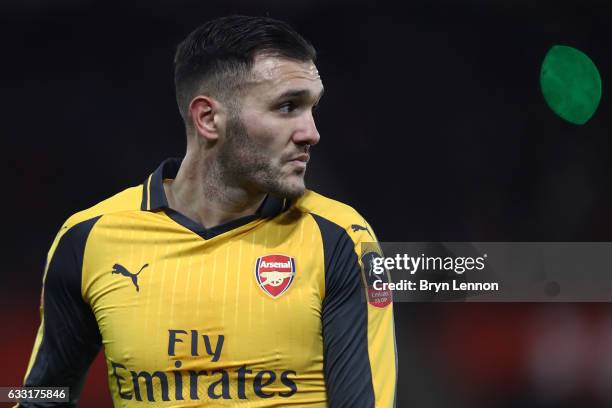 Lucas Perez of Arsenal looks on during the Emirates FA Cup Fourth Round match between Southampton and Arsenal at St Mary's Stadium on January 28,...
