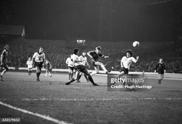 Chelsea's Chris Hutchings shoots for goal during the Football League Division Two match between Chelsea and Derby County at Stamford Bridge, London,...