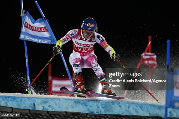 Mikaela Shiffrin of USA takes 1st place during the Audi FIS Alpine Ski World Cup Men's and Women's Parallel Slalom City Event on January 31, 2017 in...