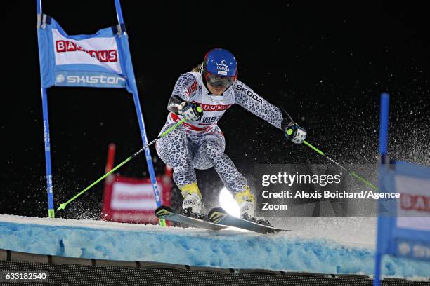 Veronika Velez Zuzulova of Slovakia takes 2nd place during the Audi FIS Alpine Ski World Cup Men's and Women's Parallel Slalom City Event on January...