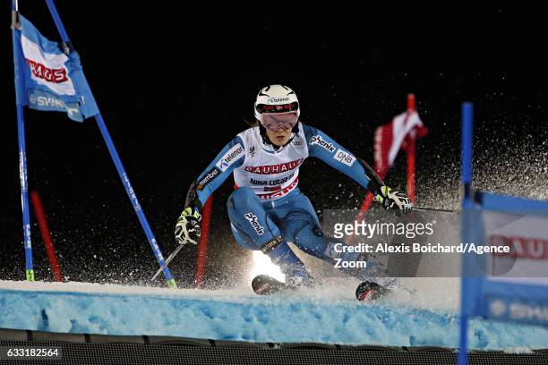 Nina Loeseth of Norway takes 3rd place during the Audi FIS Alpine Ski World Cup Men's and Women's Parallel Slalom City Event on January 31, 2017 in...