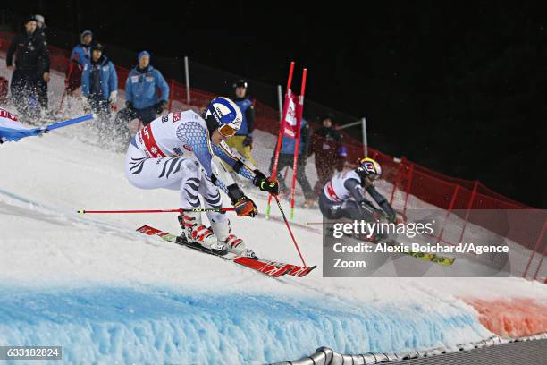 Linus Strasser of Germany takes 1st place during the Audi FIS Alpine Ski World Cup Men's and Women's Parallel Slalom City Event on January 31, 2017...