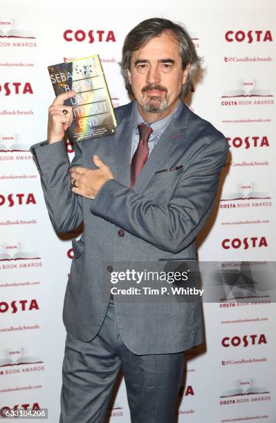 Sebastian Barry, category award winner for the Costa Novel Award attends the Costa Book Of The Year Award 2016 at Quaglino's on January 31, 2017 in...