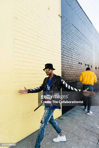 American professional basketball players for the Los Angeles Lakers Julius Randle and D'Angelo Russell are photographed for Bleacher Report on...