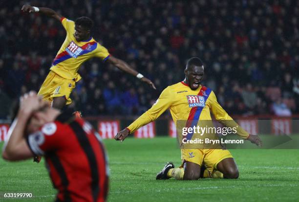 Christian Benteke of Crystal Palace celebrates scoring his side's second goal during the Premier League match between AFC Bournemouth and Crystal...
