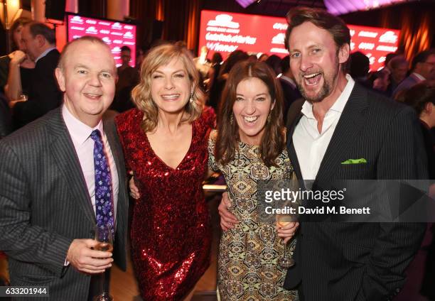 Ian Hislop, Penny Smith, Victoria Hislop and Vince Leigh attend the Costa Book Of The Year Award 2016 at Quaglino's on January 31, 2017 in London,...