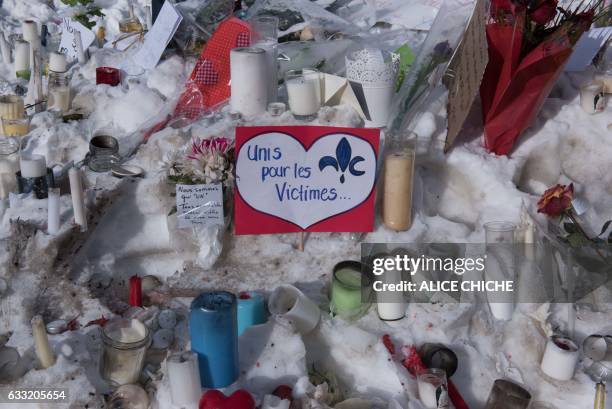 Messages are placed near a mosque that was the location of a shooting spree in Quebec City, Quebec on January 31, 2017. Alexandre Bissonnette cut a...