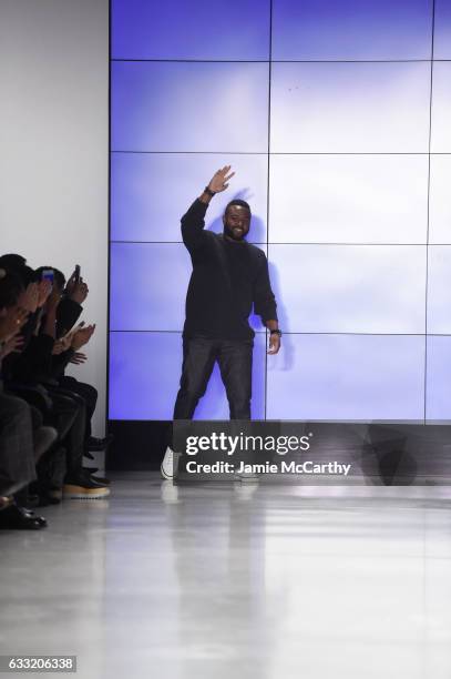 Designer Brett Johnson walk the runway during the finale of Brett Johnson Runway show during NYFW: Men's at Cadillac House on January 31, 2017 in New...