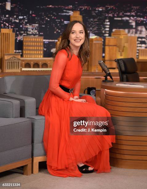 Actress Dakota Johnson visits "The Tonight Show Starring Jimmy Fallon" at Rockefeller Center on January 31, 2017 in New York City.