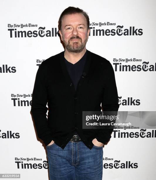 Ricky Gervais attends TimesTalk at TheTimesCenter on January 31, 2017 in New York City.