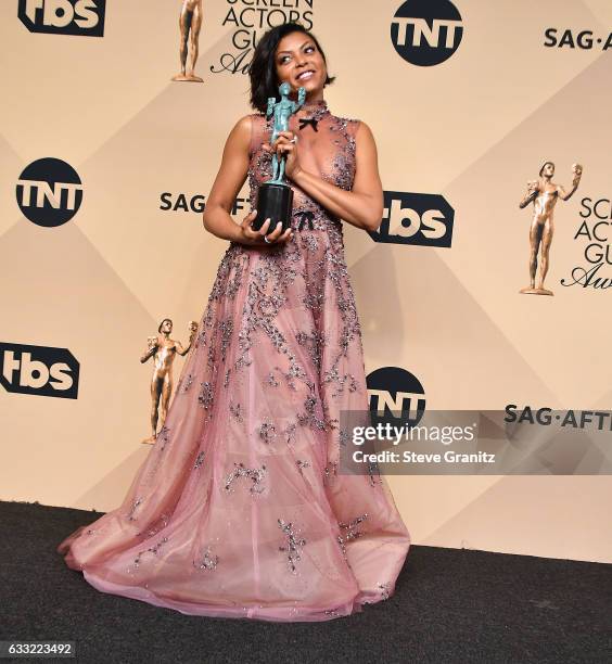 Taraji P. Henson poses at the 23rd Annual Screen Actors Guild Awards at The Shrine Expo Hall on January 29, 2017 in Los Angeles, California.