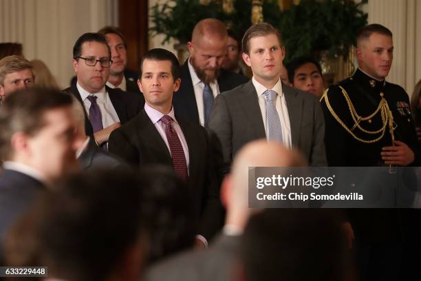 Donald Trump Jr. And Eric Trump, sons of U.S. President Donald Trump, attend the ceremony to nominate Judge Neil Gorsuch to the Supreme Court in the...