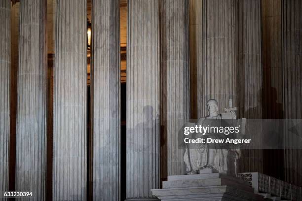 View of the Supreme Court at night, January 31, 2017 in Washington, DC. President Donald Trump announced on Tuesday night that he intends to nominate...