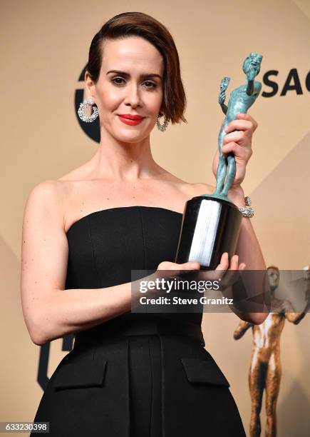 Sarah Paulson poses at the 23rd Annual Screen Actors Guild Awards at The Shrine Expo Hall on January 29, 2017 in Los Angeles, California.