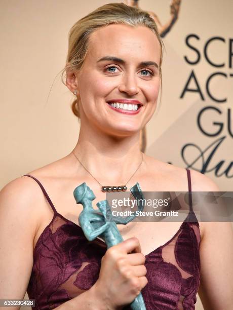 Taylor Schilling poses at the 23rd Annual Screen Actors Guild Awards at The Shrine Expo Hall on January 29, 2017 in Los Angeles, California.