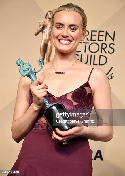 Taylor Schilling poses at the 23rd Annual Screen Actors Guild Awards at The Shrine Expo Hall on January 29, 2017 in Los Angeles, California.