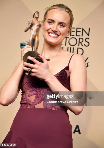 Taylor Schilling poses at the 23rd Annual Screen Actors Guild Awards at The Shrine Expo Hall on January 29, 2017 in Los Angeles, California.