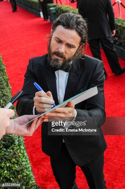 Actor Casey Affleck arrives at the 23rd annual Screen Actors Guild Awards at The Shrine Auditorium on January 29, 2017 in Los Angeles, California.