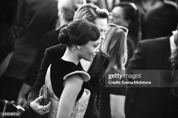 Actors Thandie Newton and Evan Rachel Wood arrive at the 23rd annual Screen Actors Guild Awards at The Shrine Auditorium on January 29, 2017 in Los...