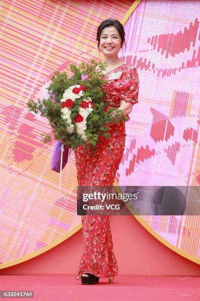 Actress Cherie Chung Chor-hung attends a Spring Festival activity at a shopping mall on January 31, 2017 in Hong Kong, China.