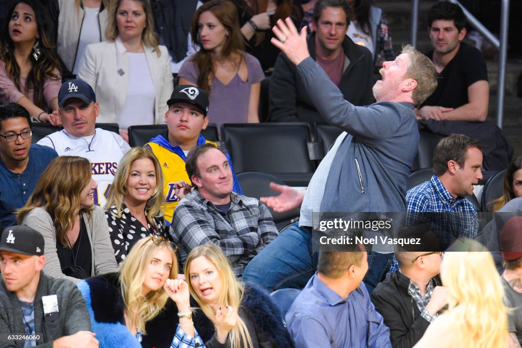 Celebrities At The Los Angeles Lakers Game