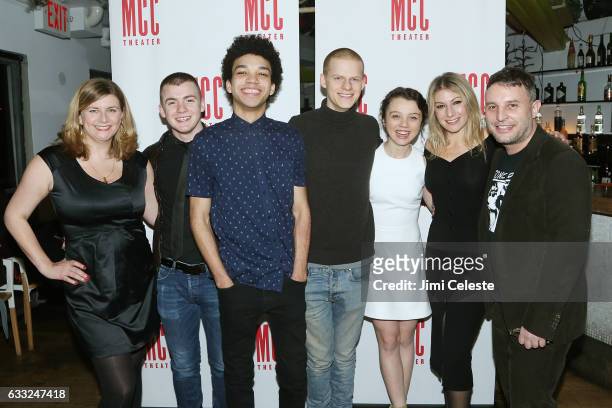 Actors Anna Jordan, Jack DiFalco, Justice Smith, Lucas Hedges, Stefania LaVie Owen, Ari Graynor and director Trip Cullman attends the Opening Night...