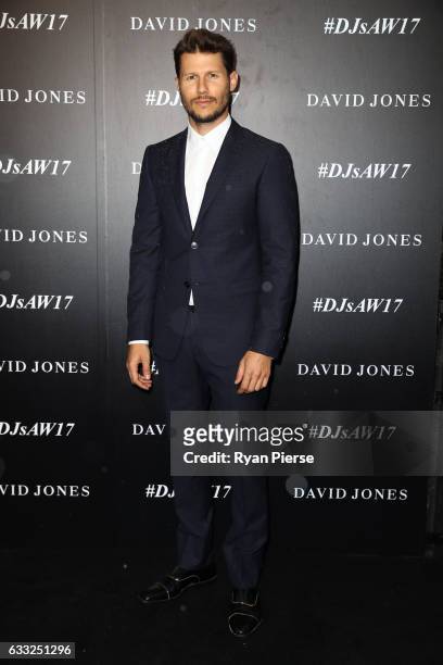 Jason Dundas arrives ahead of the David Jones Autumn Winter 2017 Collections Launch at St Mary's Cathedral Precinct on February 1, 2017 in Sydney,...