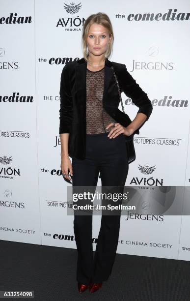 Model Toni Garrn attends the screening of Sony Pictures Classics' "The Comedian" hosted by The Cinema Society with Avion and Jergens at Museum of...