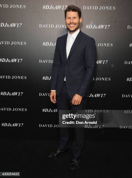 Jason Dundas arrives ahead of the David Jones Autumn Winter 2017 Collections Launch at St Mary's Cathedral Precinct on February 1, 2017 in Sydney,...