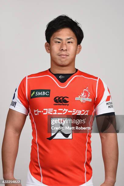 Yoshitaka Tokunaga poses during the Sunwolves Super Rugby headshots session on February 1, 2017 in Tokyo, Japan.