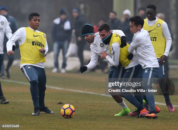 Citadin Martins Eder in action during a FC Internazionale training session at Suning Training Center at Appiano Gentile on February 1, 2017 in Como,...