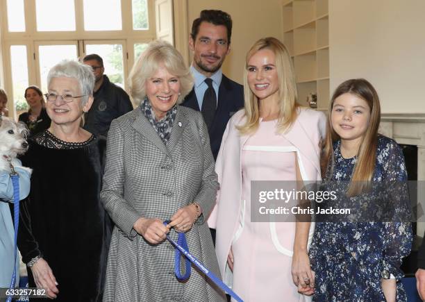 Camilla, Duchess Of Cornwall with Jacqueline Wilson, David Gandy, Amanda Holden and her daughter Alexa Hughes during her visit to Battersea Dogs and...