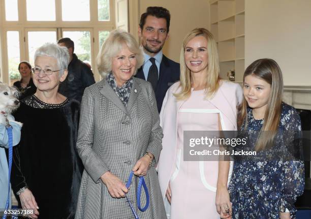 Camilla, Duchess Of Cornwall with Jacqueline Wilson, David Gandy, Amanda Holden and her daughter Alexa Hughes during her visit to Battersea Dogs and...