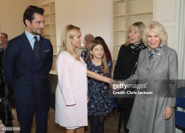 Camilla, Duchess Of Cornwall with David Gandy, Amanda Holden and her daughter Alexa Hughes during her visit to Battersea Dogs and Cats Home on...