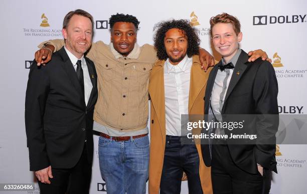 Chapter Executive Director of the Recording Academy, Michael Winger, Raka Rich & Raka Dun of Los Rakas and SF Chapter President Piper Payne attend...