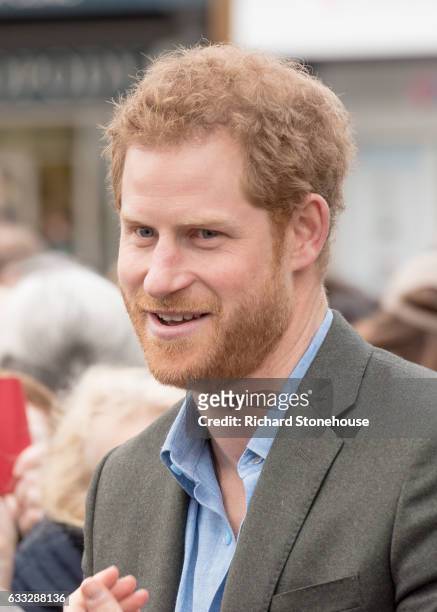 Prince Harry arrives for an official visit to Full Effect & Coach Core on February 1, 2017 in Nottingham, England. Full Effect and Coach Core are...
