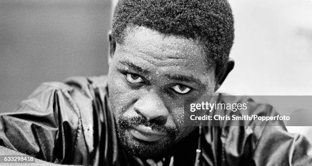 Boxer Azumah Nelson of Ghana training in London, circa 1989.