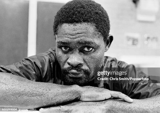 Boxer Azumah Nelson of Ghana during a training session in London, circa 1989.